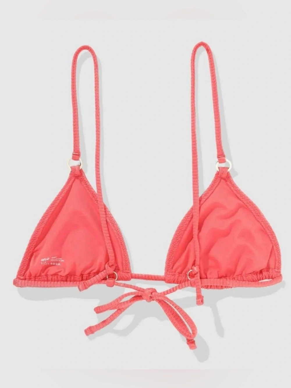 Shine Rib Triangle String Tie Bikini Swim Top